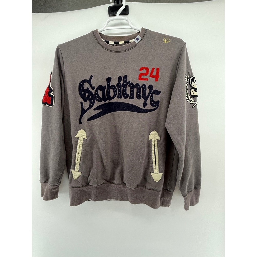 Men's Gray Crewneck Sweatshirt with Patches - Gray